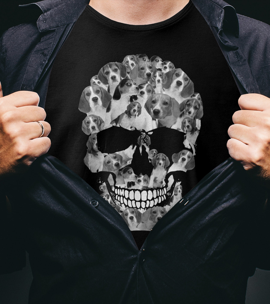 Beagle Skull Pattern Of Dog Faces T-Shirt