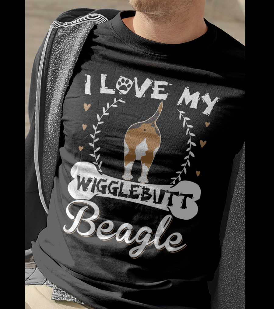 I Love My Wigglebutt Beagle Heart Paw Bone T-Shirt
