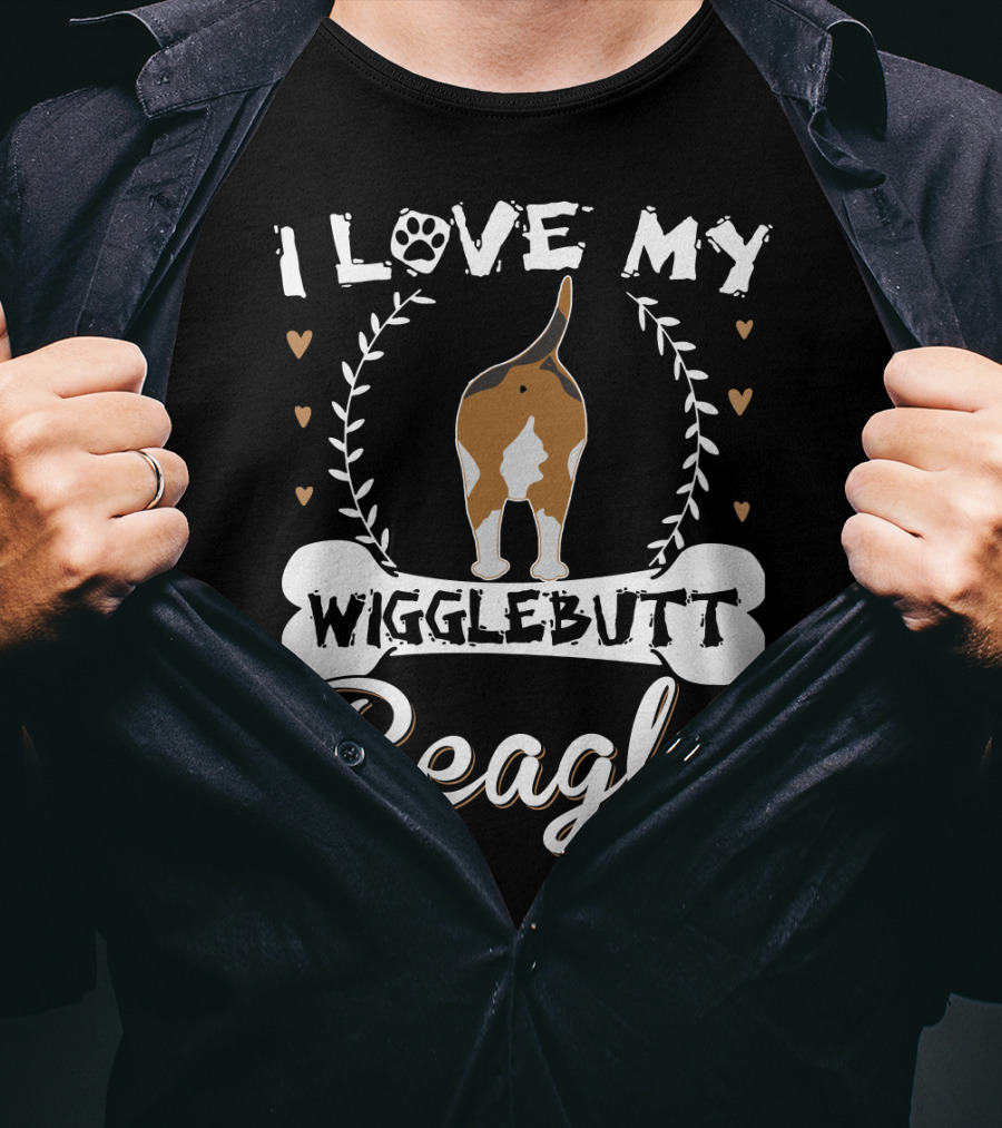 I Love My Wigglebutt Beagle Heart Paw Bone T-Shirt