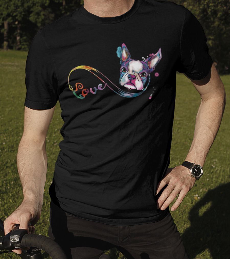 Love Boston Terrier Rainbow T-Shirt