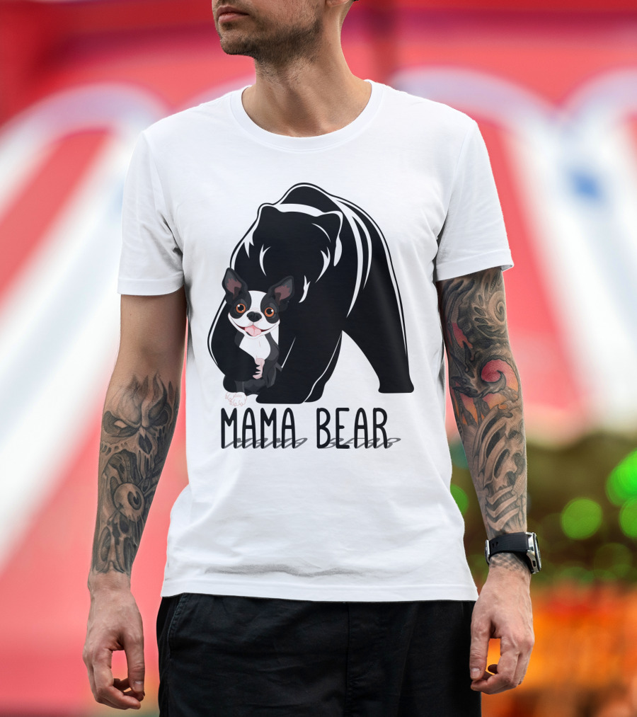 Mama Bear with Cute Dog Companion T-Shirt