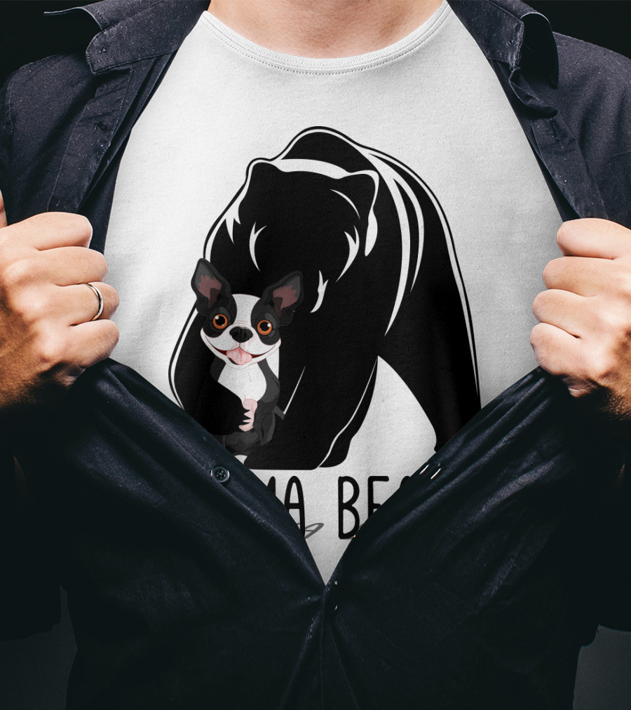 Mama Bear With Cute Dog Companion T-Shirt