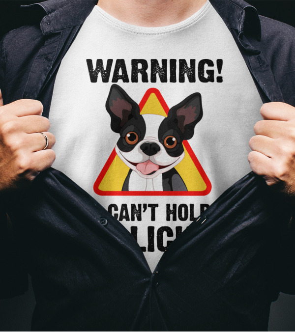 Warning I Can't Hold My Licked Cartoon Dog With Triangle And Bones T-Shirt