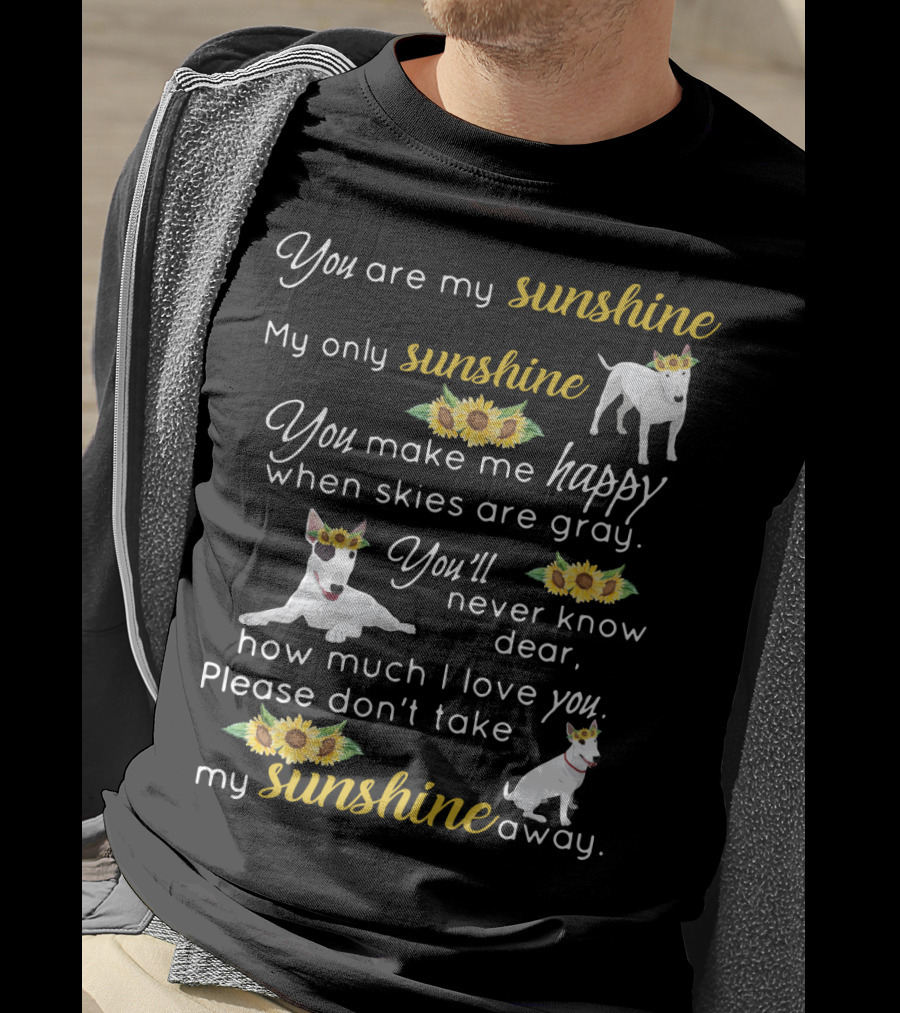 You Are My Sunshine Bullterrier Happiness When Skies Are Gray T-Shirt