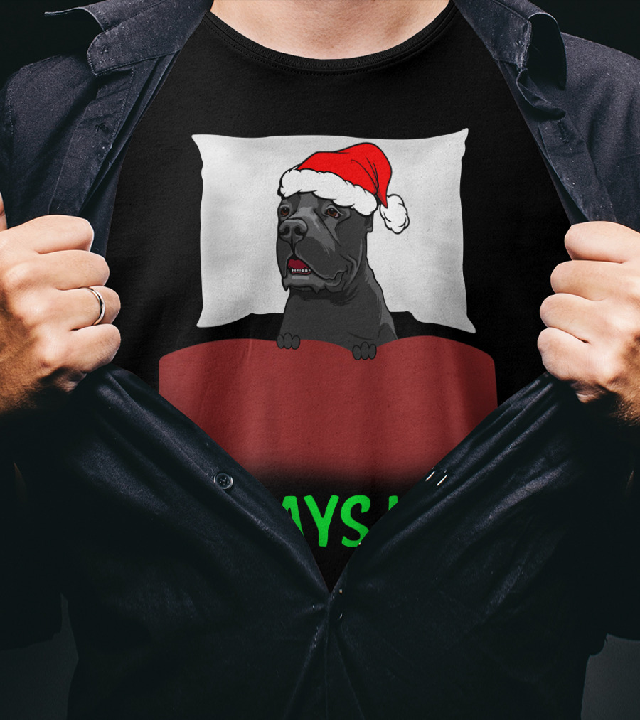 Cane Corso Always Late With Santa Hat T-Shirt