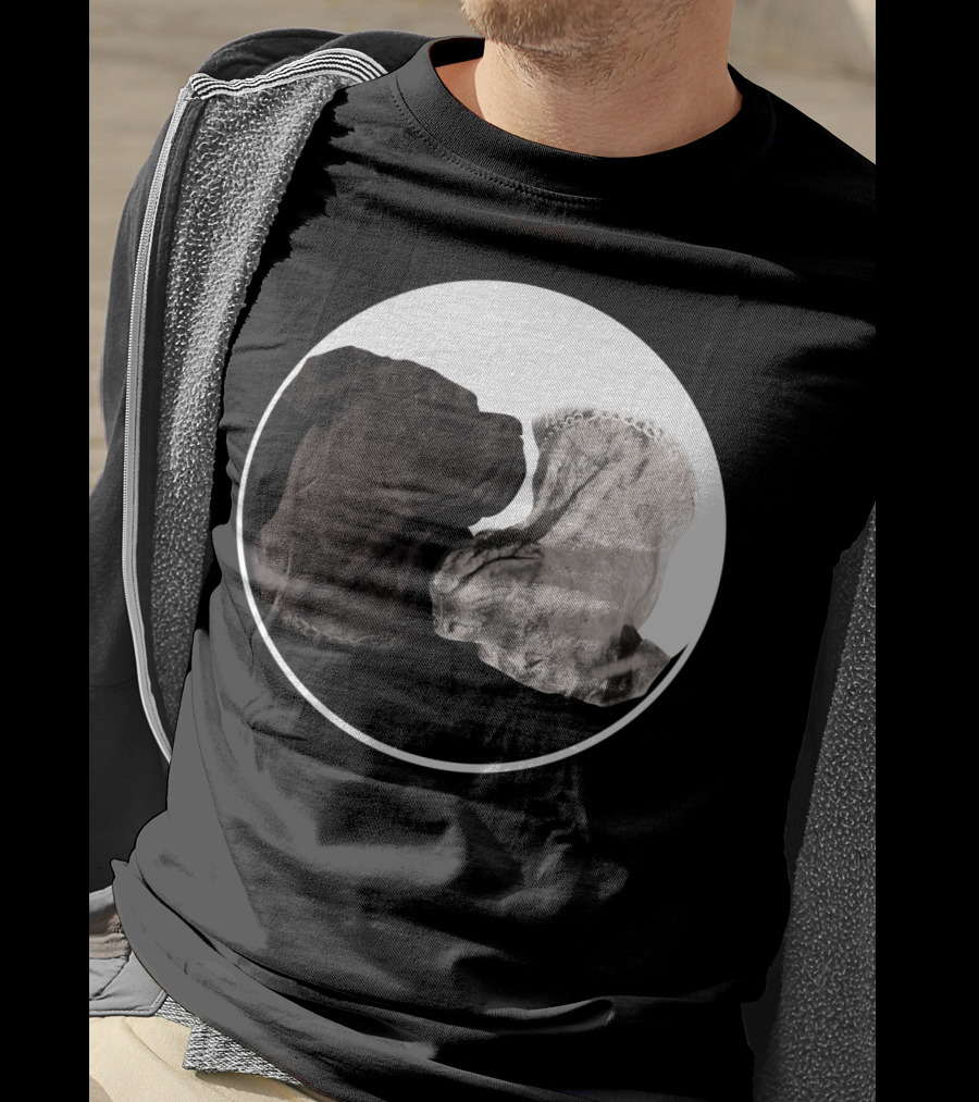 Cane Corso Yin Yang Circle With Black And White Dog Heads T-Shirt