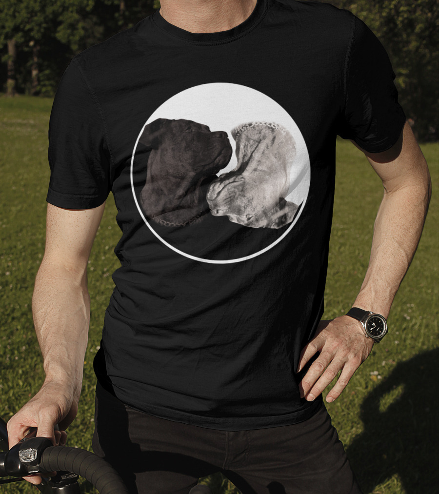 Cane Corso Yin Yang Circle With Black And White Dog Heads T-Shirt