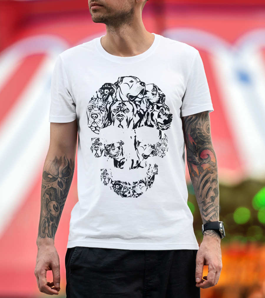 Skull Life Cane Corso Dog Art Collage T-Shirt