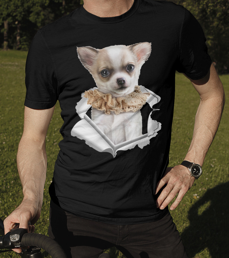 Chihuahua 3D Peek Out Frill Collar T-Shirt