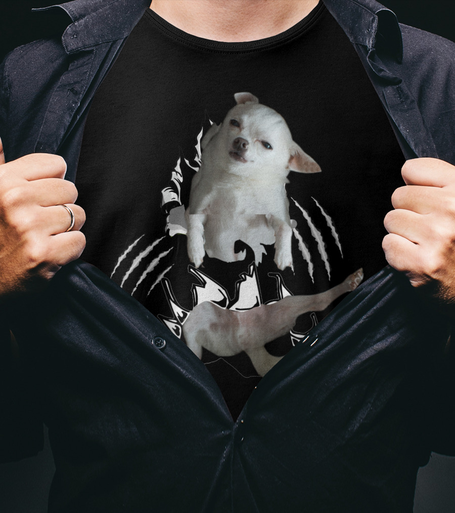 Chihuahua 3D Dog Breaking Through Claw Marks T-Shirt