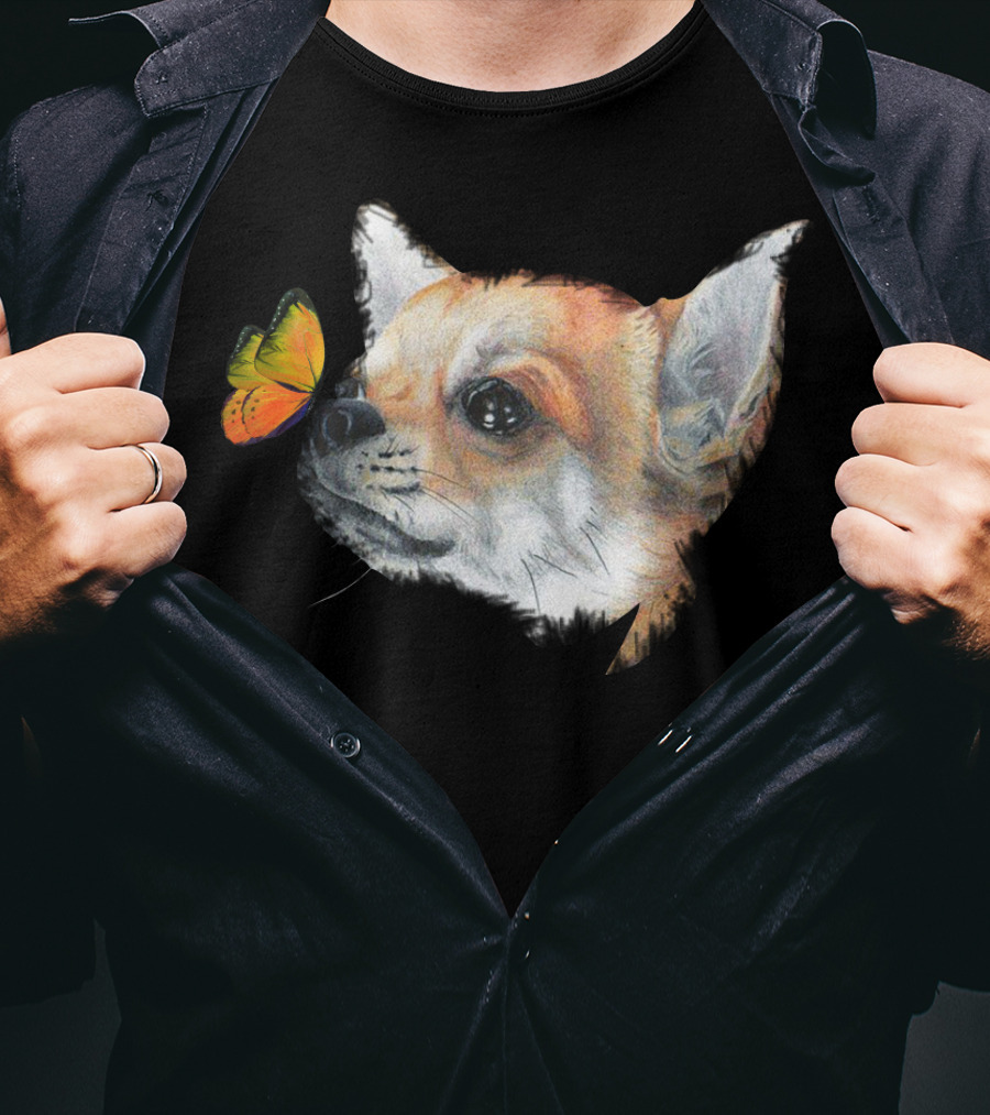 Chihuahua And Butterfly Encounter T-Shirt