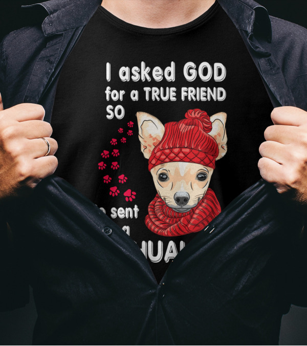 I Asked God For A True Friend So He Sent Me A Chihuahua T-Shirt