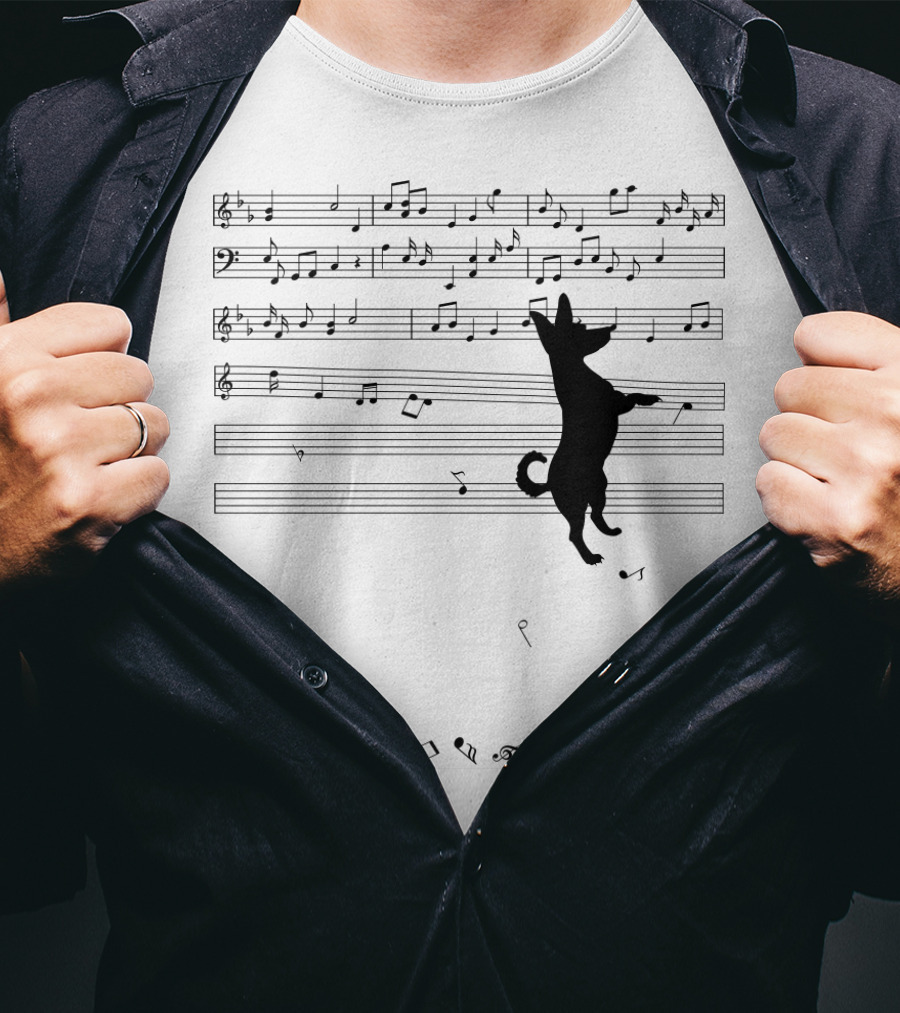 Chihuahua Conducting Musical Notes On Sheet Music T-Shirt