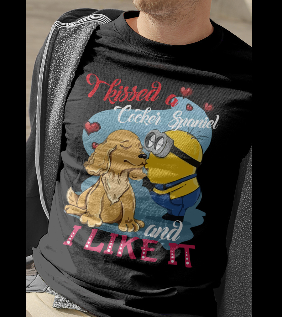 Kissed A Cocker Spaniel And I Like It Cute Minion With Hearts T-Shirt