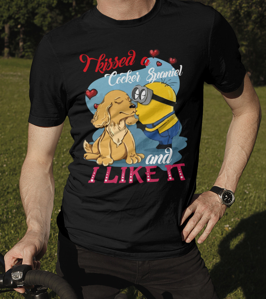 Kissed A Cocker Spaniel And I Like It Cute Minion With Hearts T-Shirt