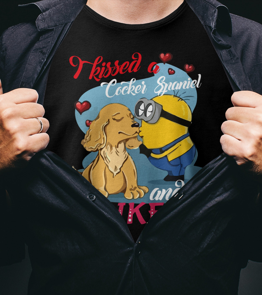 Kissed A Cocker Spaniel And I Like It Cute Minion With Hearts T-Shirt