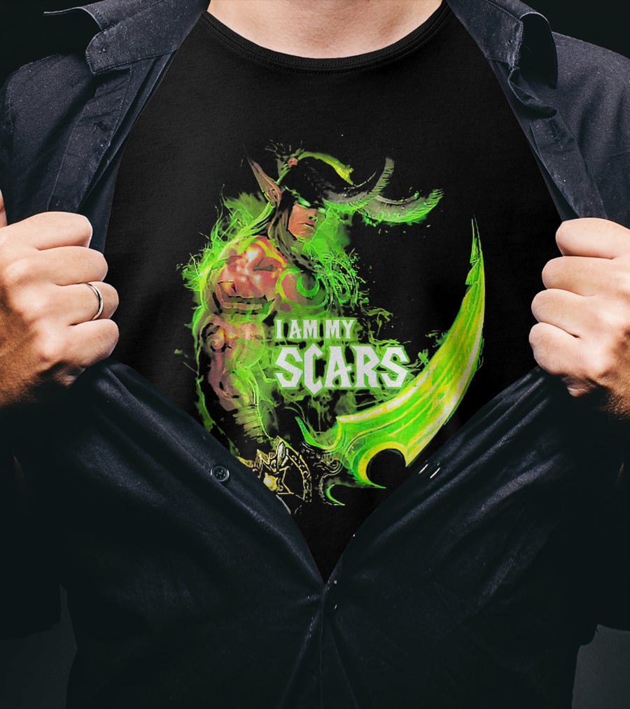 Ilidan I Am My Scars Warcraft Fantasy Character T-Shirt