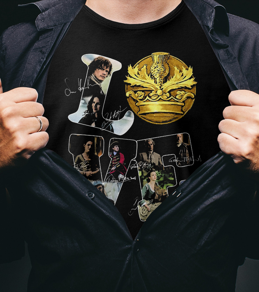Love Outlander Crown Signature Cast Autographs T-Shirt