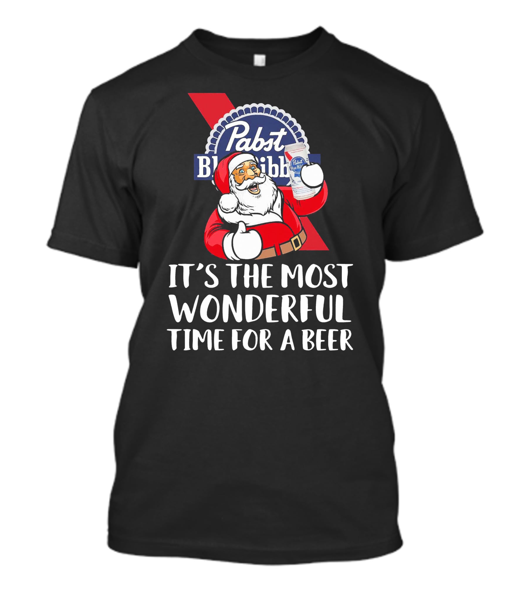 Pabst Blue Ribbon Santa It's The Most Wonderful Time For A Beer T-Shirt