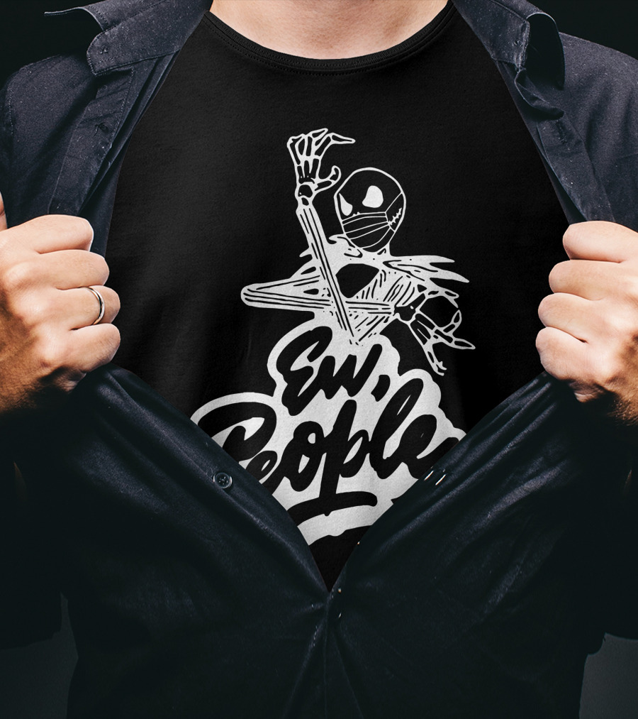 Skellington Face Mask Ew People Skeleton Halloween T-Shirt