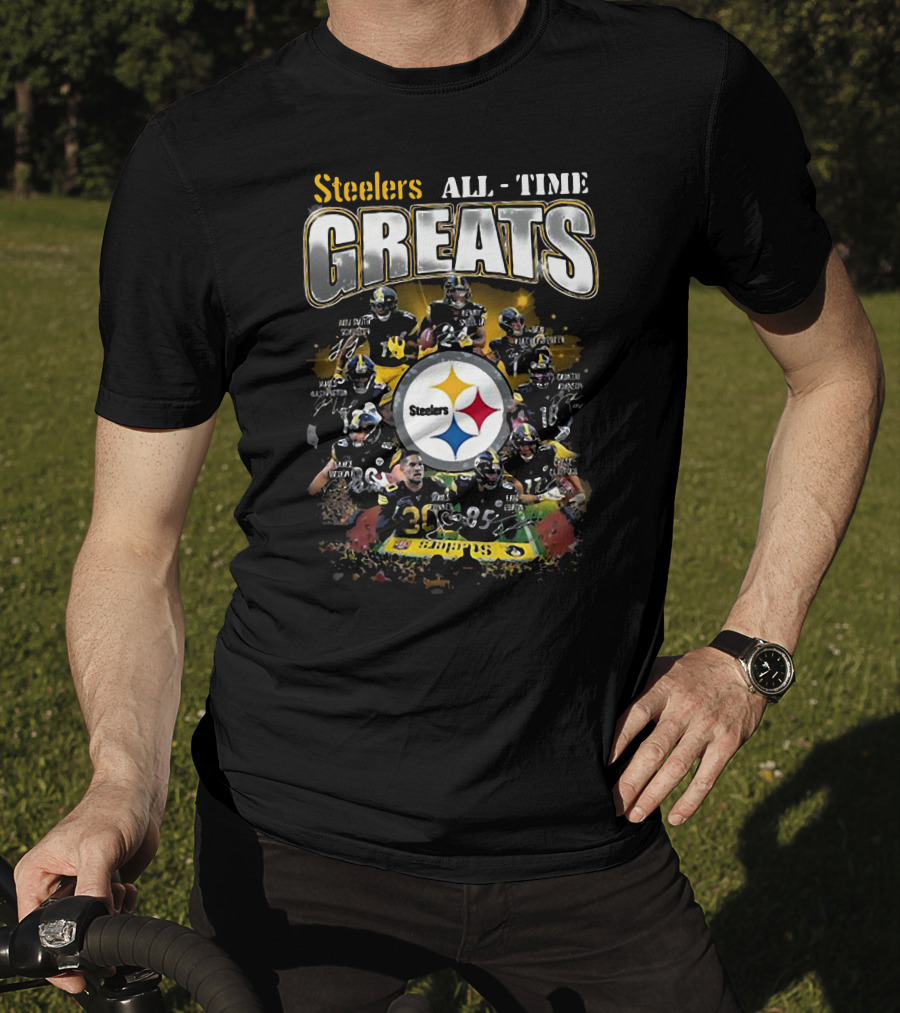 Steelers All Time Greats Legends Team Photo Collage T-Shirt