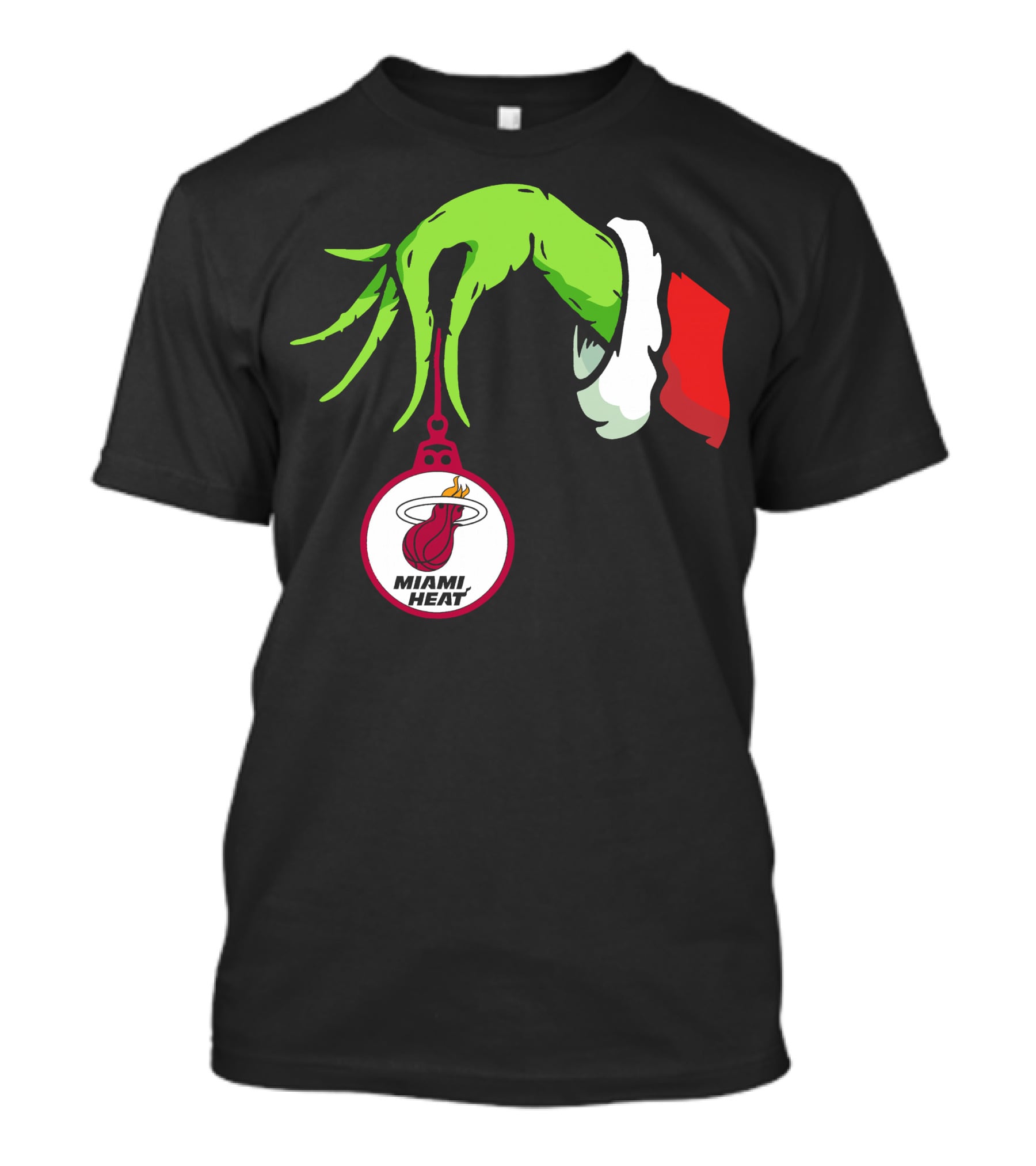 Grinch Hand With Miami Heat Ornament Holiday Sports T-Shirt