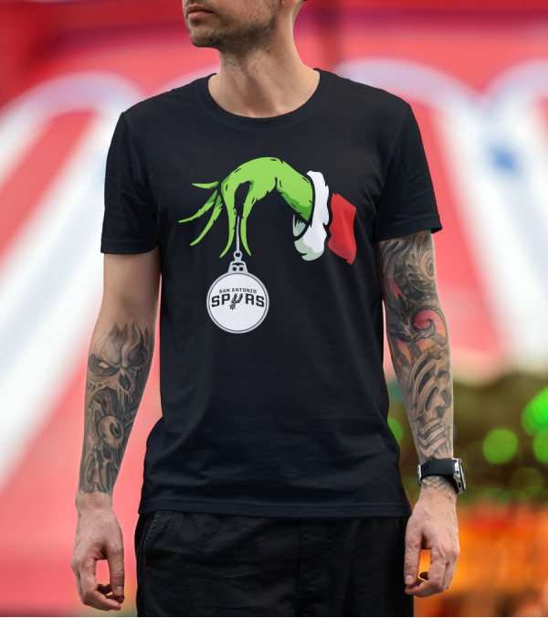 Premium T-Shirt: The Grinch Holding San Antonio Spurs T-Shirt The Grinch Holding San Antonio Spurs T-Shirt