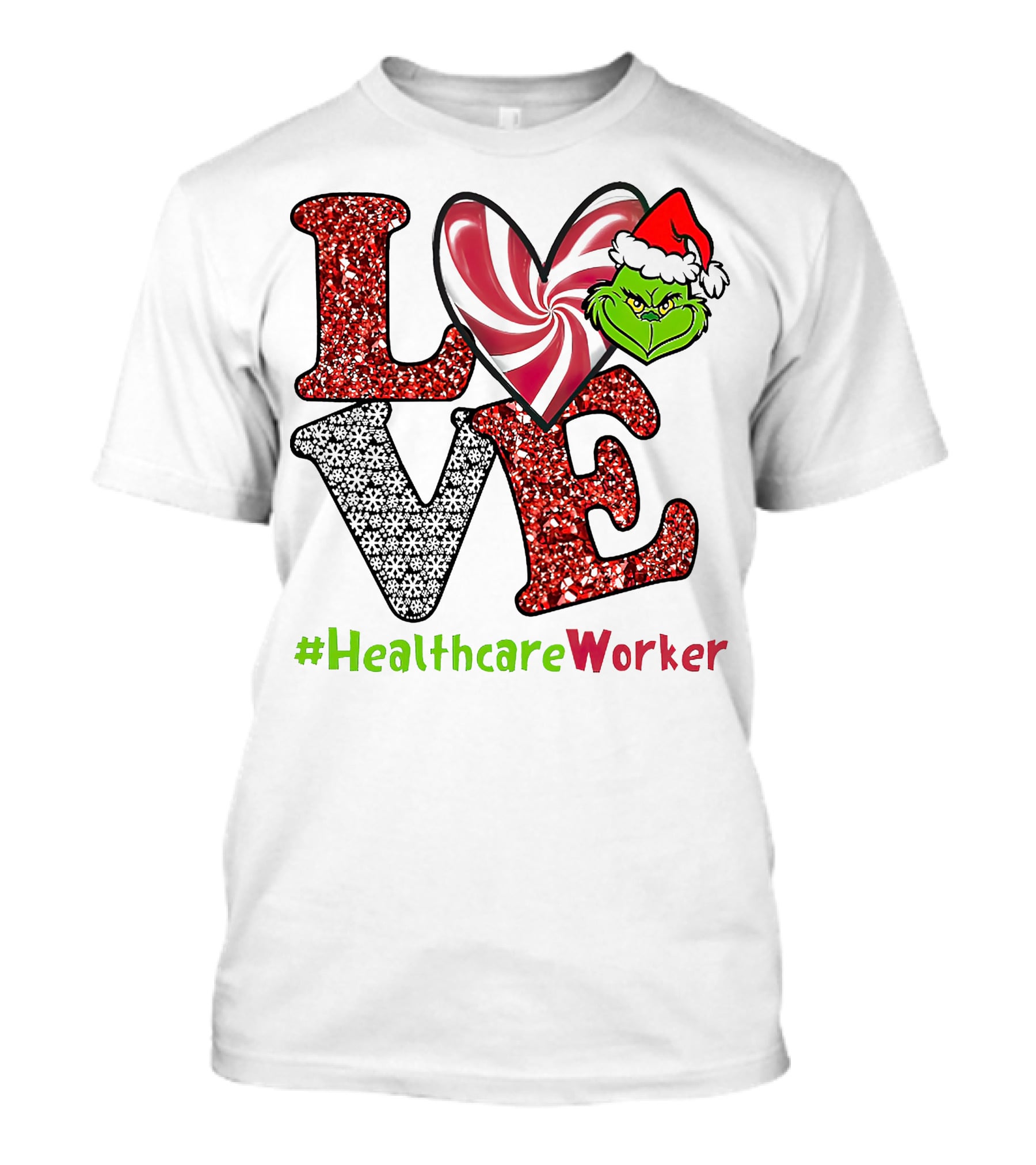 LOVE Grinch Heart #HealthcareWorker T-Shirt