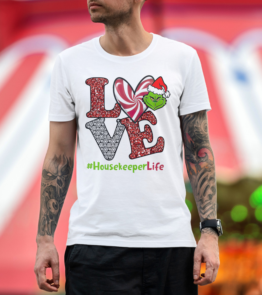 LOVE Grinch Heart #HousekeeperLife T-Shirt