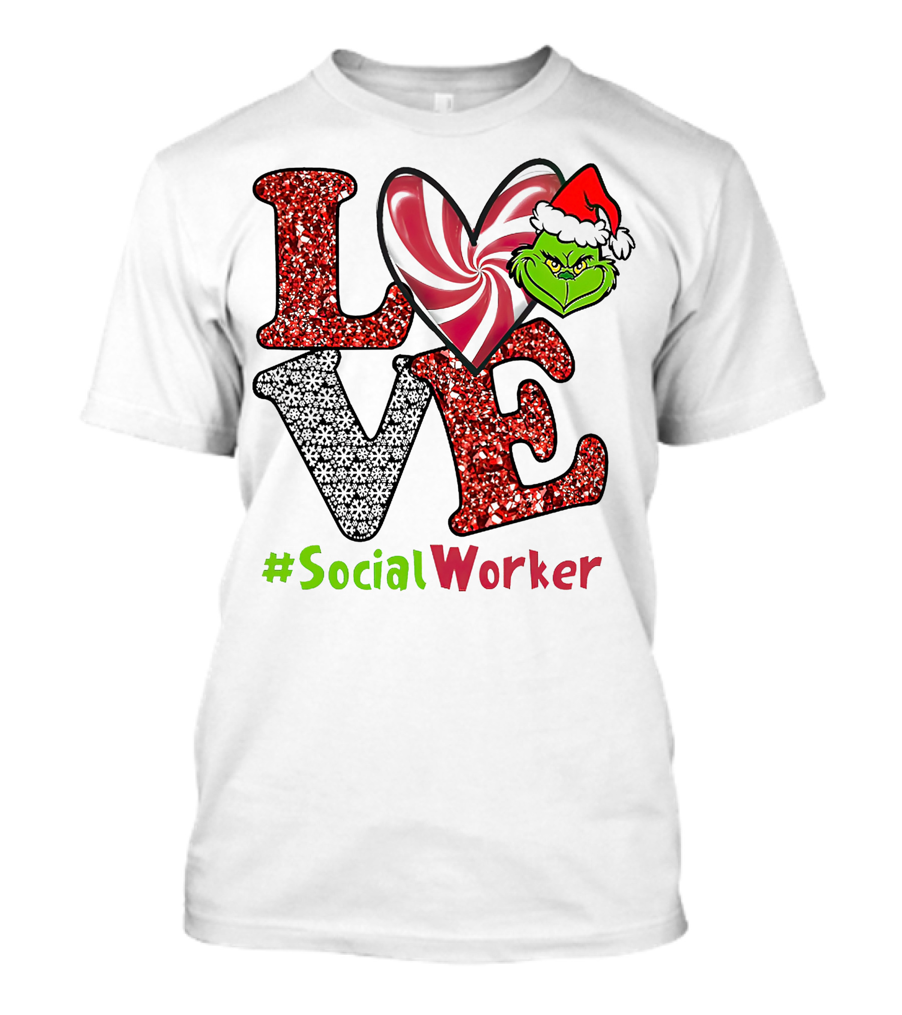 LOVE Grinch Heart #SocialWorker T-Shirt