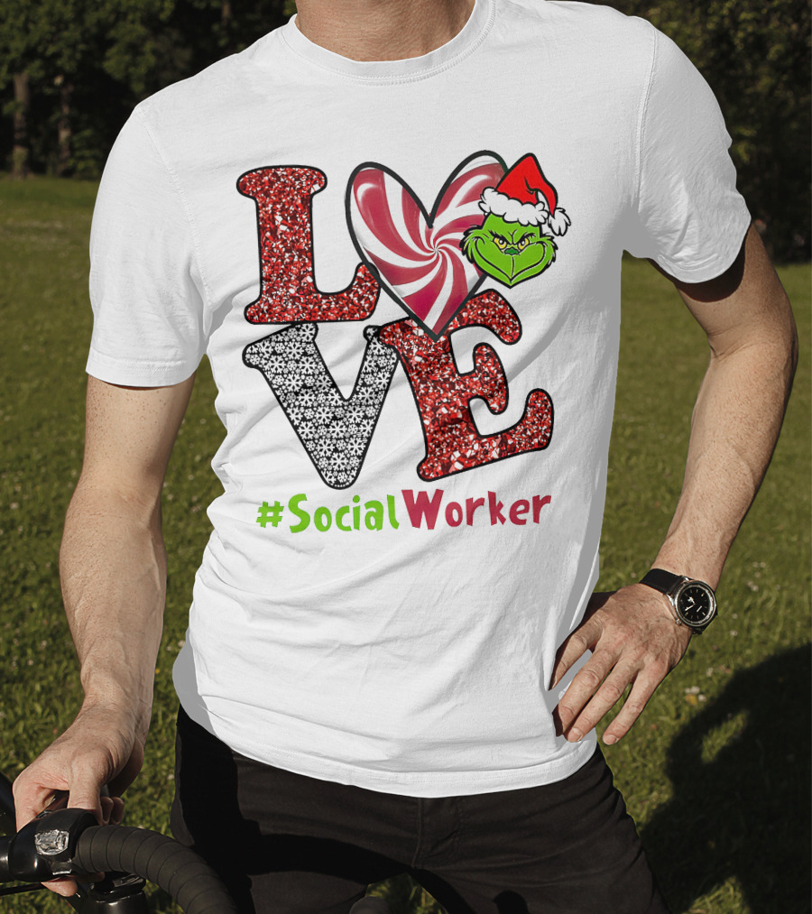 LOVE Grinch Heart #SocialWorker T-Shirt
