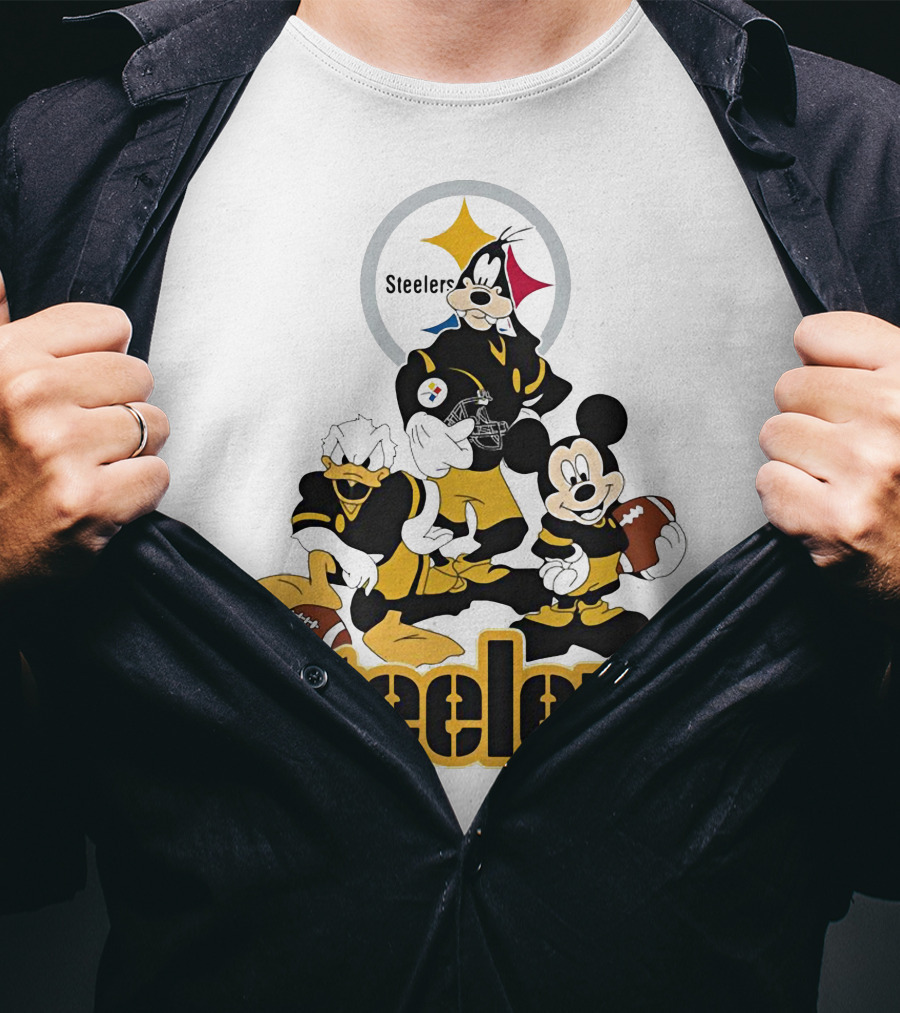 Mickey Donald Goofy Pittsburgh Steelers Football Characters T-Shirt