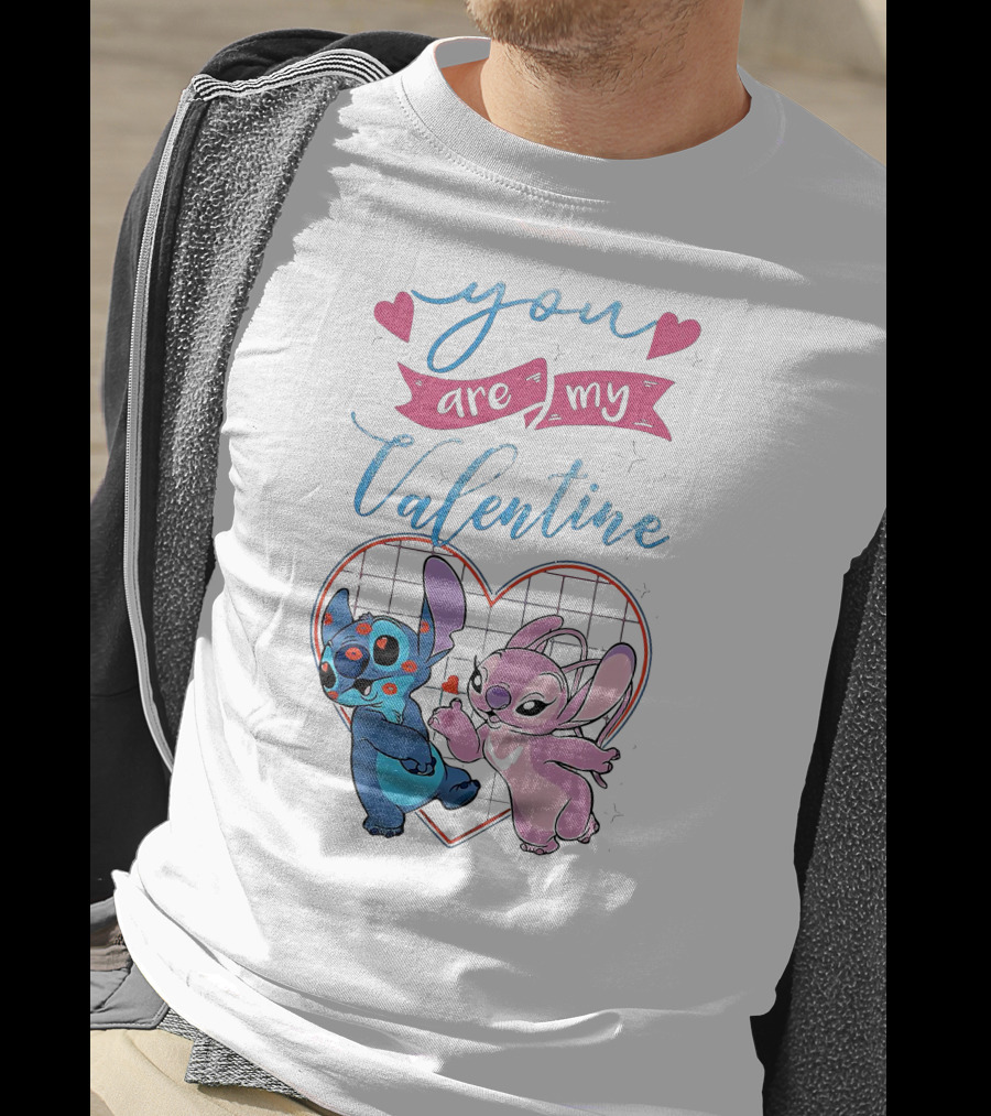 Stitch And Angel You Are My Valentine Heart T-Shirt
