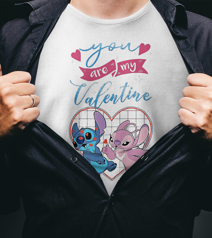 Stitch And Angel You Are My Valentine Heart T-Shirt