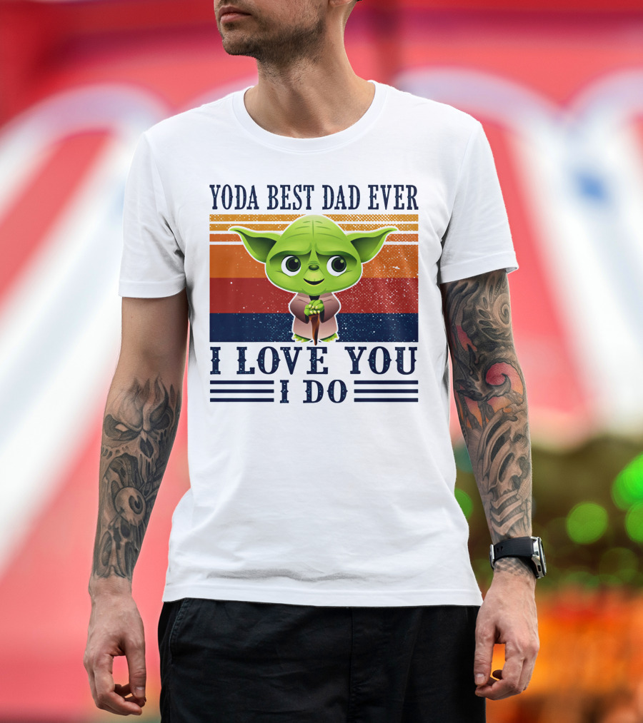 Yoda Best Dad Ever I Love You I Do Retro Stripes T-Shirt