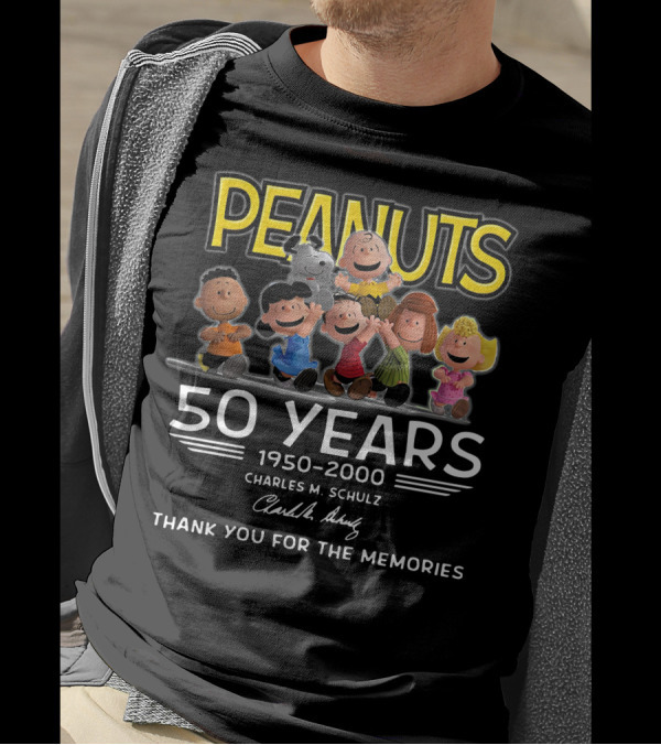 Peanuts 50 Years 1950-2000 Charles M. Schulz Thank You For The Memories T-Shirt