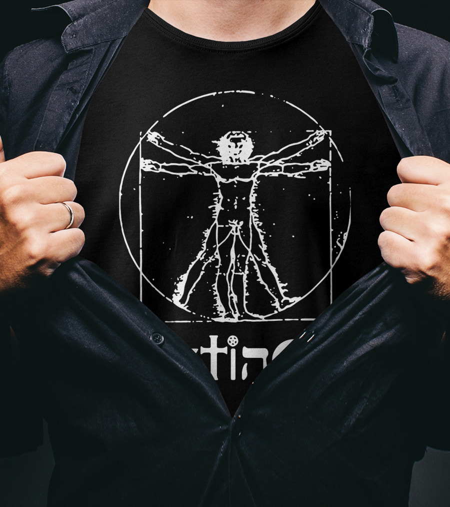 Extinct Vitruvian Man With Symbolic Elements T-Shirt