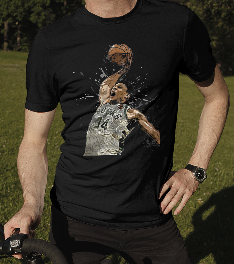 Giannis Antetokounmpo 34 Bucks Basketball Dunk Jersey T-Shirt