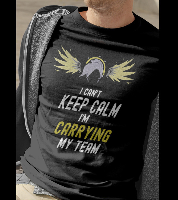 I Can't Keep Calm I'm Carrying My Team Angel Wings Gaming Valor T-Shirt