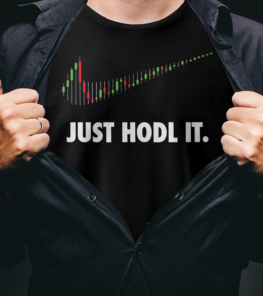 Just Hodl It Candlestick Chart Swoosh Stock Market T-Shirt