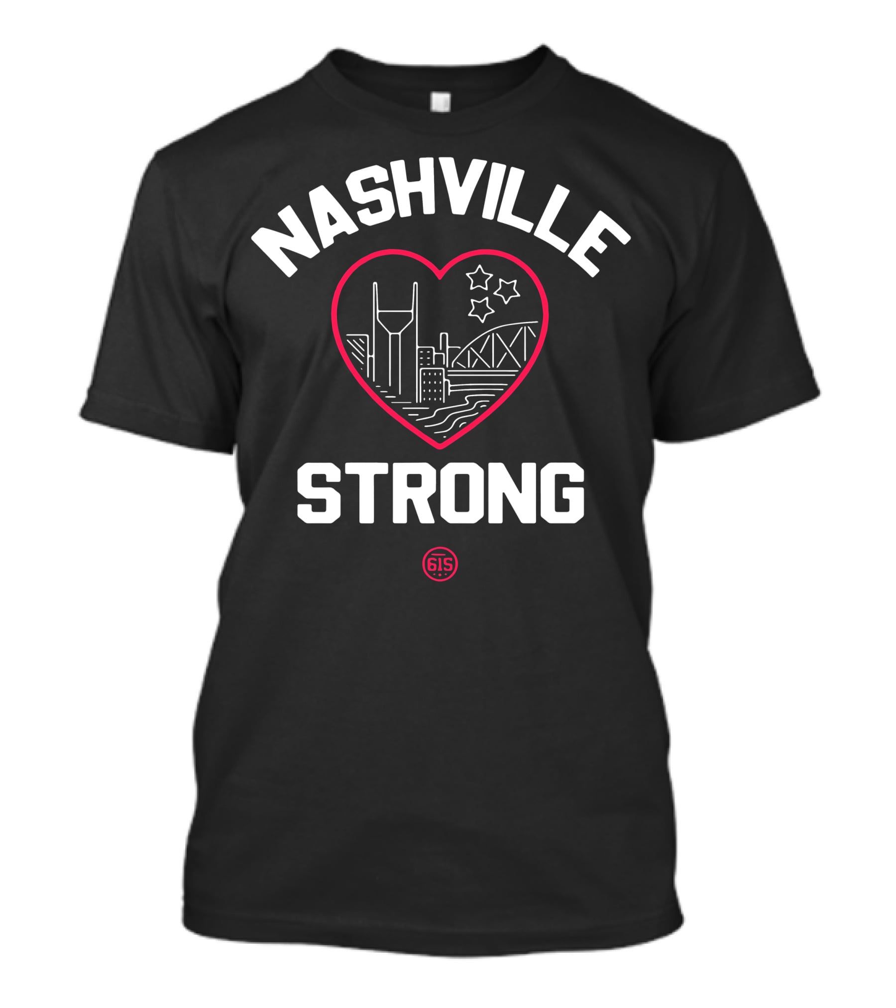 Nashville Strong Heart Cityscape With Stars And 615 T-Shirt