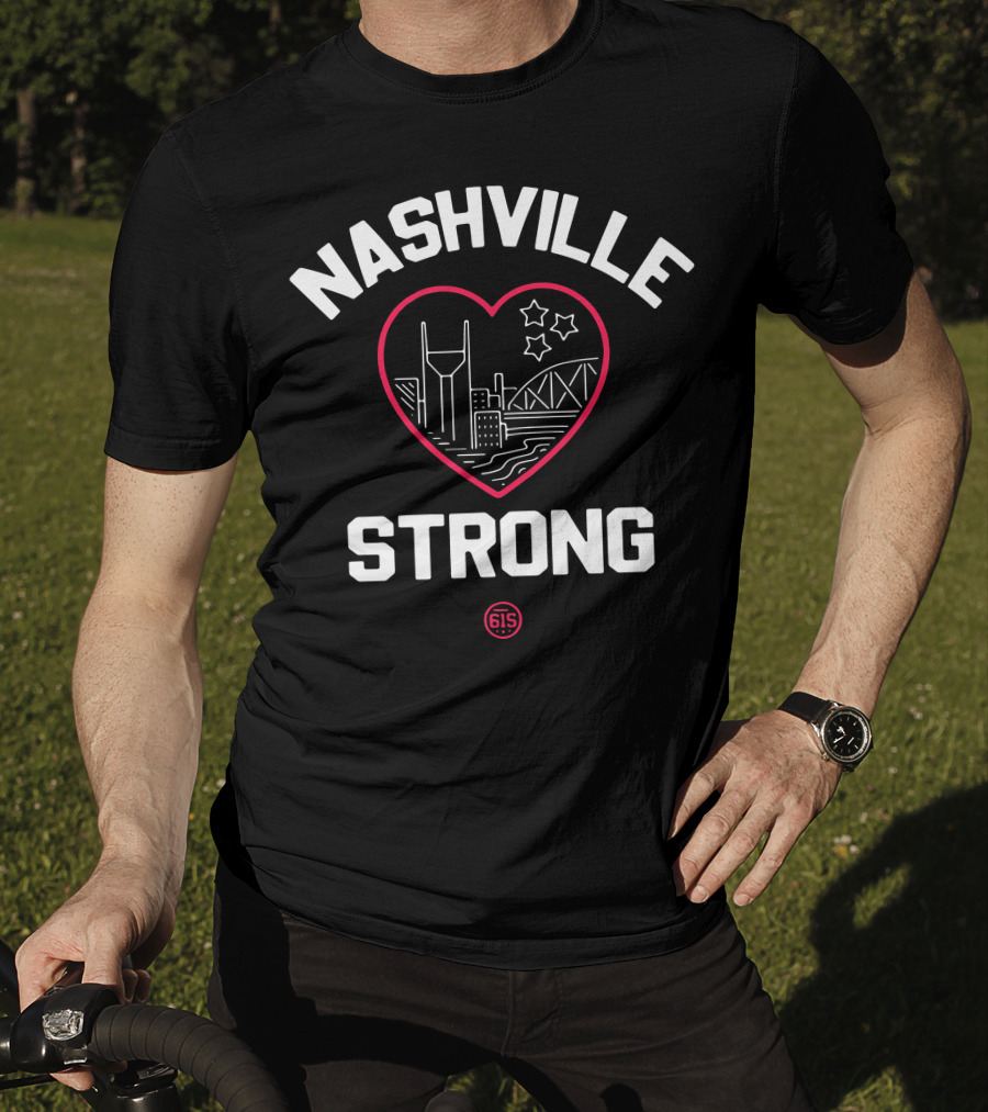 Nashville Strong Heart Cityscape With Stars And 615 T-Shirt