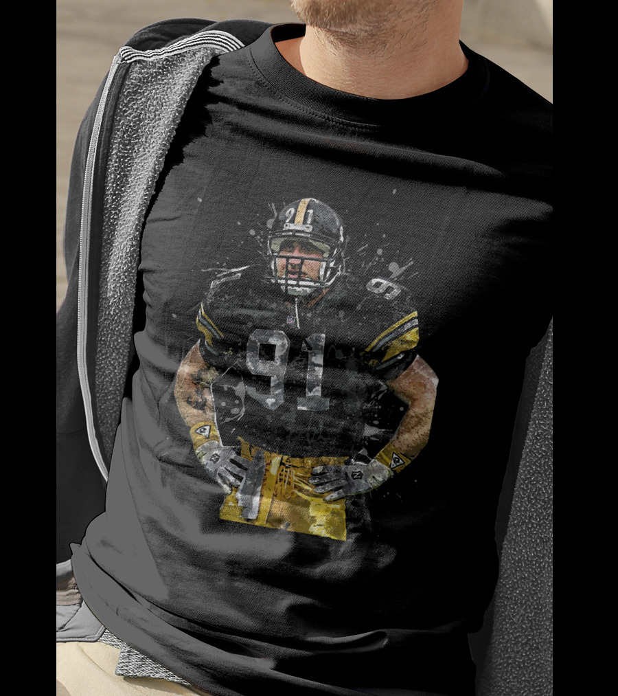 Pittsburgh Steelers Football Player 91 NFL Playoffs Splash T-Shirt