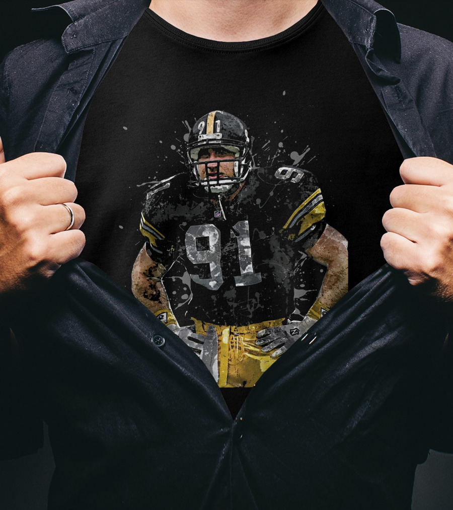 Pittsburgh Steelers Football Player 91 NFL Playoffs Splash T-Shirt