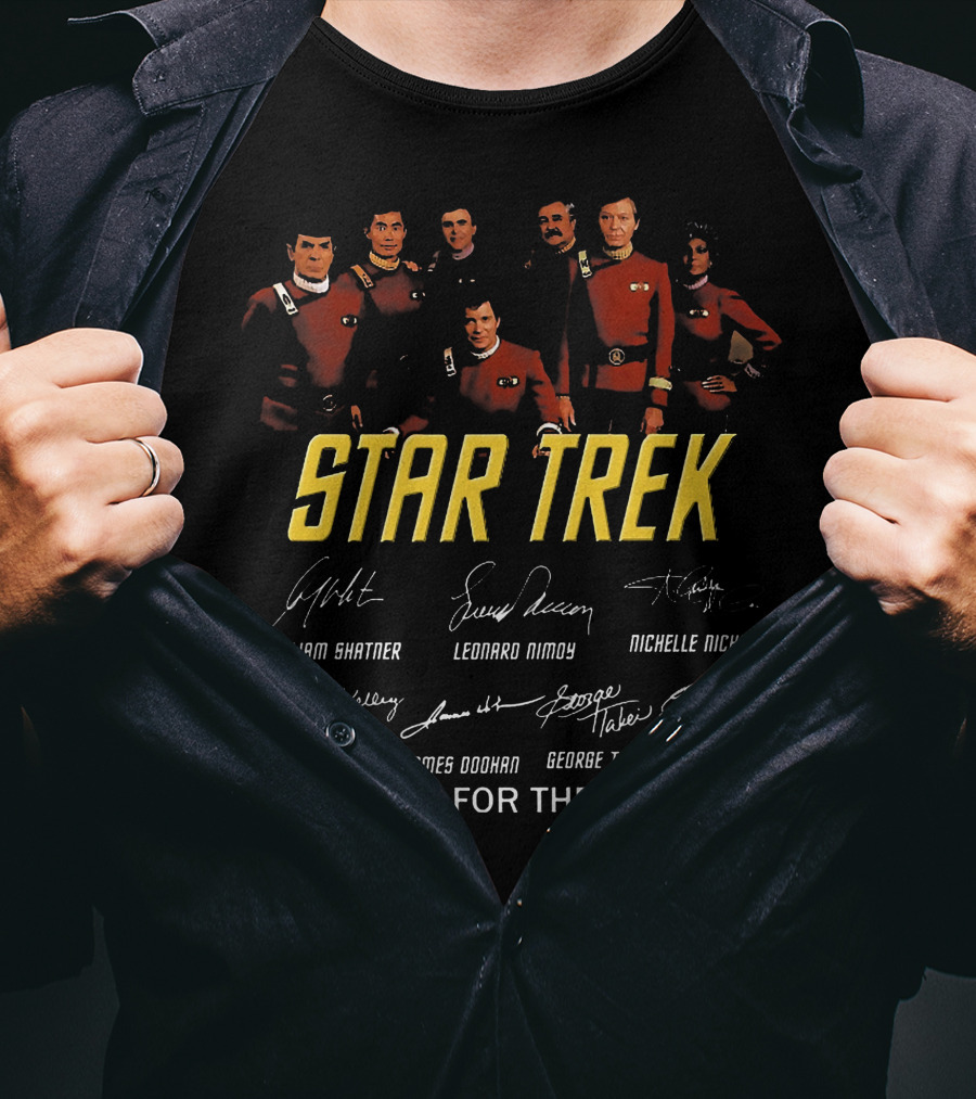Star Trek Thank You For The Memories William Shatner Leonard Nimoy Nichelle Nichols DeForest Kelley James Doohan George Takei Walter Koenig Signature T-Shirt