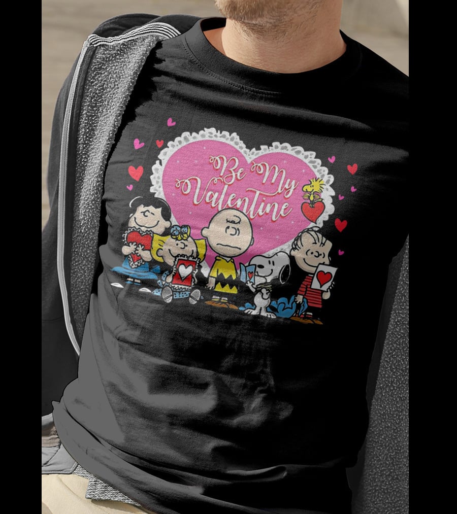 Peanuts Be My Valentine Heart And Characters T-Shirt