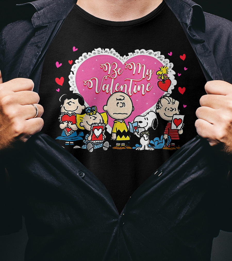 Peanuts Be My Valentine Heart And Characters T-Shirt