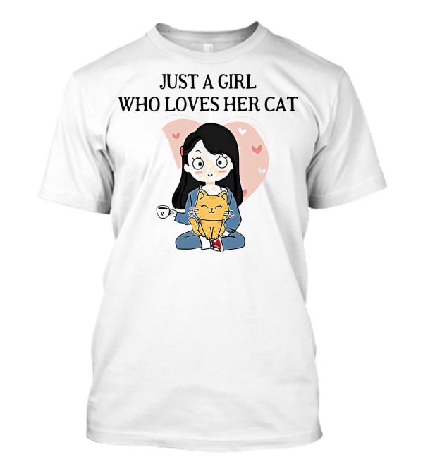 Just A Girl Who Loves Her Cat Coffee Hearts T-Shirt
