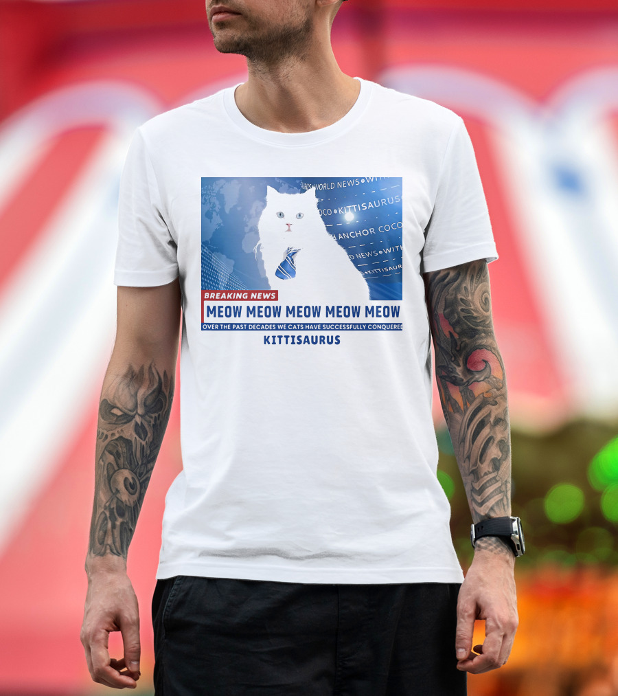 Breaking News Kittisaurus World News Anchor Coco Meow Meow Meow T-Shirt