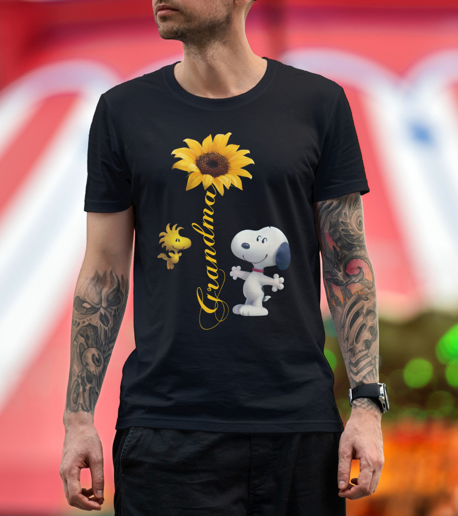 Grandma Snoopy and Woodstock with Sunflower T-Shirt